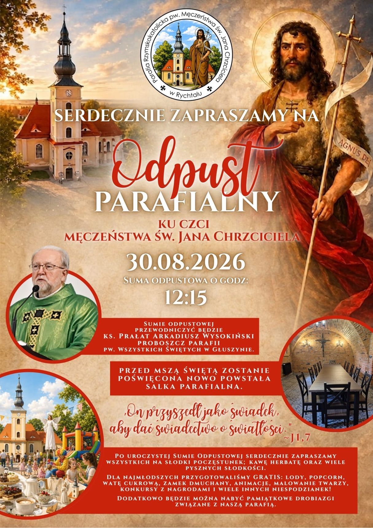 ZAPRASZAMY NA ODPUST MĘCZEŃSTWA ŚW. JANA CHRZCICIELA 30.08.2026r.